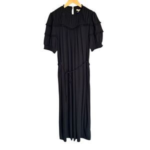 NWT Boden Anthropologie Puff Sleeves Tie Waist Jersey Long Dress Women's 12 Long